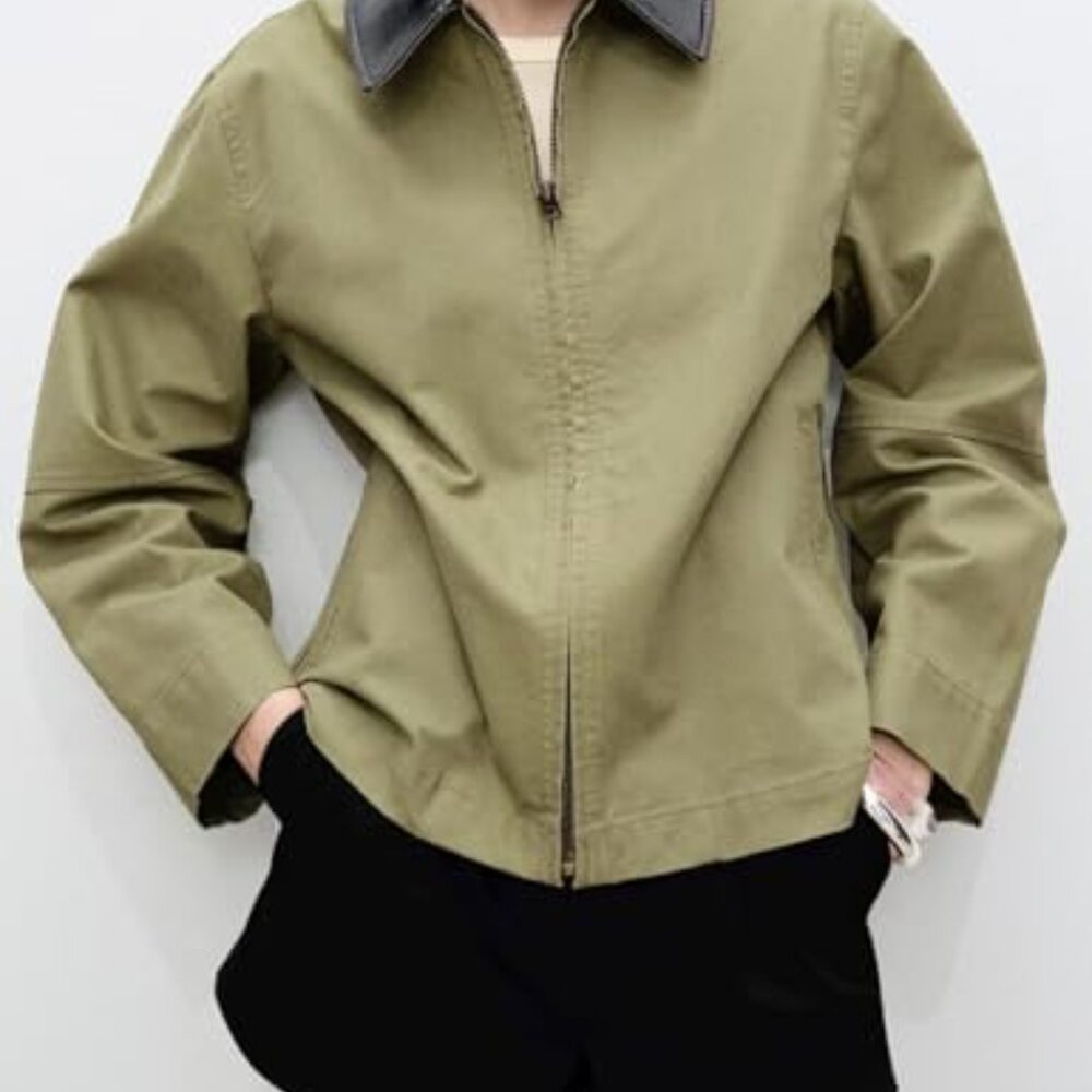 Cropped Barn Jacket Lightweight Utility Coat Over… - image 3